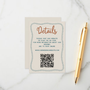 Western Rustic Wedding Details Website QR Code Enclosure Card