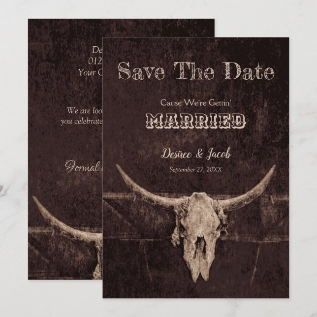 Western Rustic Wedding Vintage Save The Date (Front/Back)
