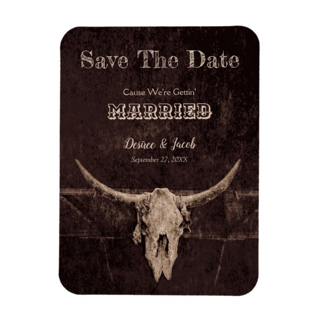 Western Rustic Wedding Vintage Save The Date Magnet (Vertical)