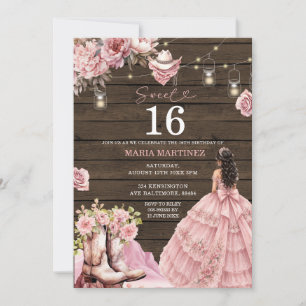 Western Rustic Western Sweet 16 Invitation
