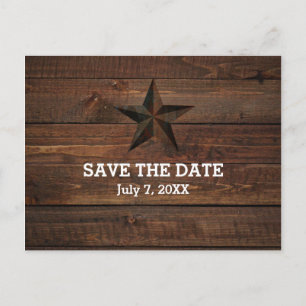 Western Rusty Star Wood Rustic Save the Date Announcement Postcard