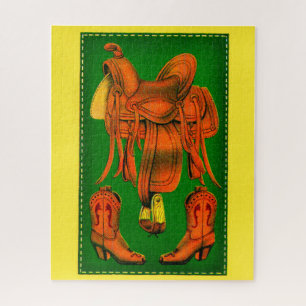 Western saddle and cowboy boots jigsaw puzzle