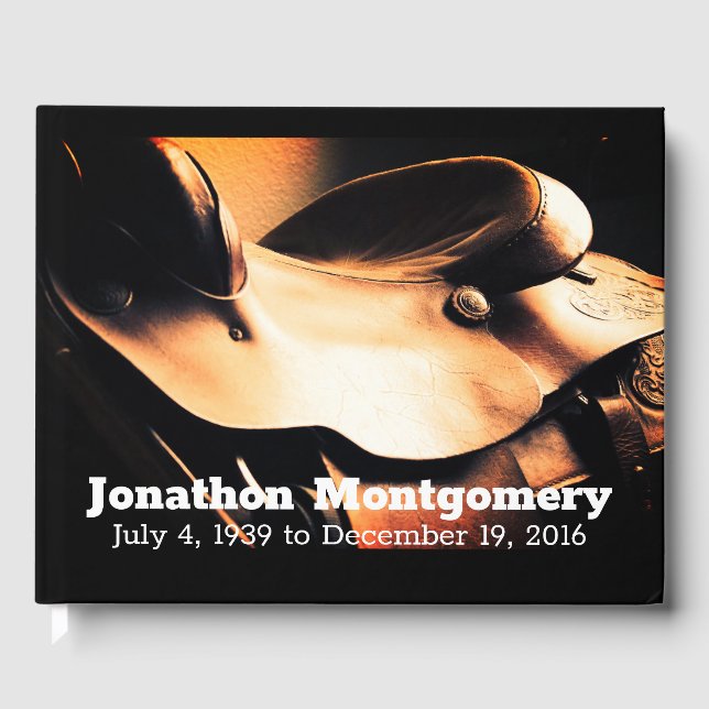 Western Saddle & Cowboy's Prayer Memorial Guest Book (Front)