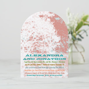 Western Saddle Forest Birch Coral Teal Wedding Invitation