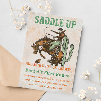 Western Saddle Up And Join Us For Birthday Invitation