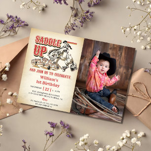 Western Saddle Up And Join Us For Birthday Party  Invitation