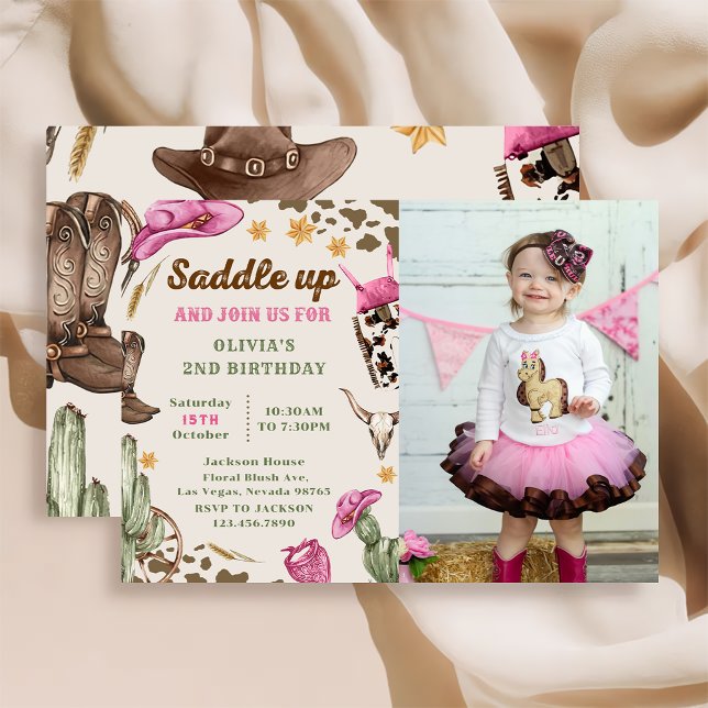 Western Saddle Up And Join Us For Birthday Photo Invitation (Creator Uploaded)