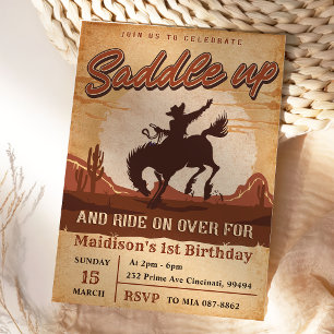 Western Saddle Up And Ride On Over For Birthday Invitation