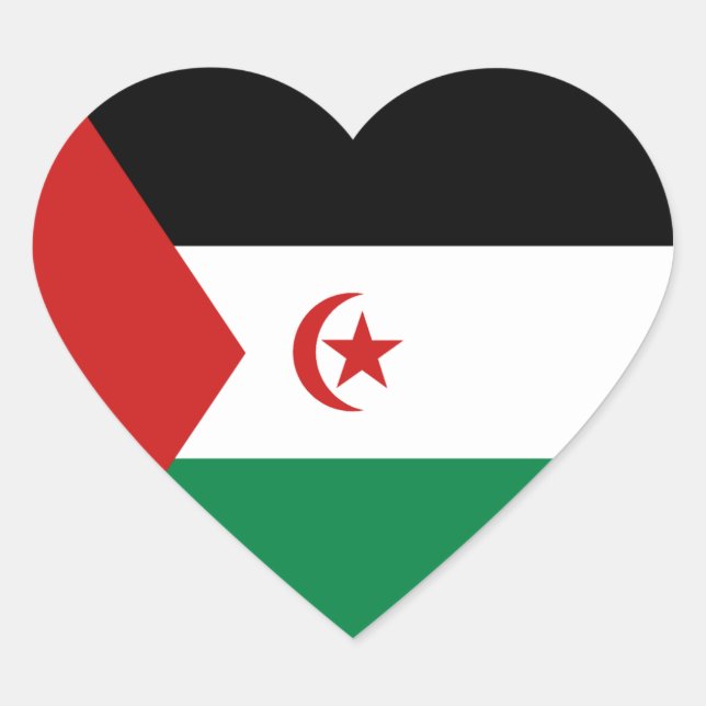 Western Sahara Flag Heart Sticker (Front)