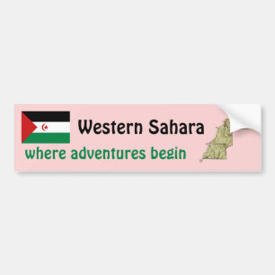 Western Sahara Flag + Map Bumper Sticker