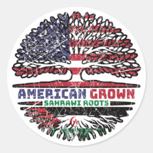 Western Sahara Sahrawi American USA Tree Roots Classic Round Sticker