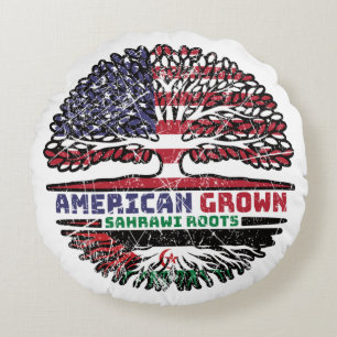 Western Sahara Sahrawi American USA Tree Roots Round Cushion