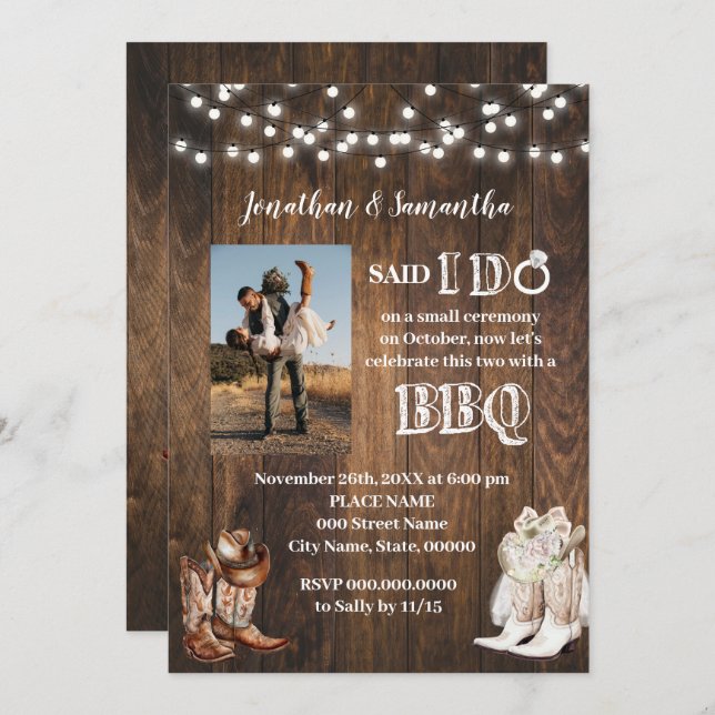 Western Said I do BBQ After Country Wedding Invitation (Front/Back)