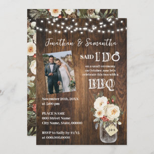 Western Said I do BBQ after Wedding Winter Floral Invitation
