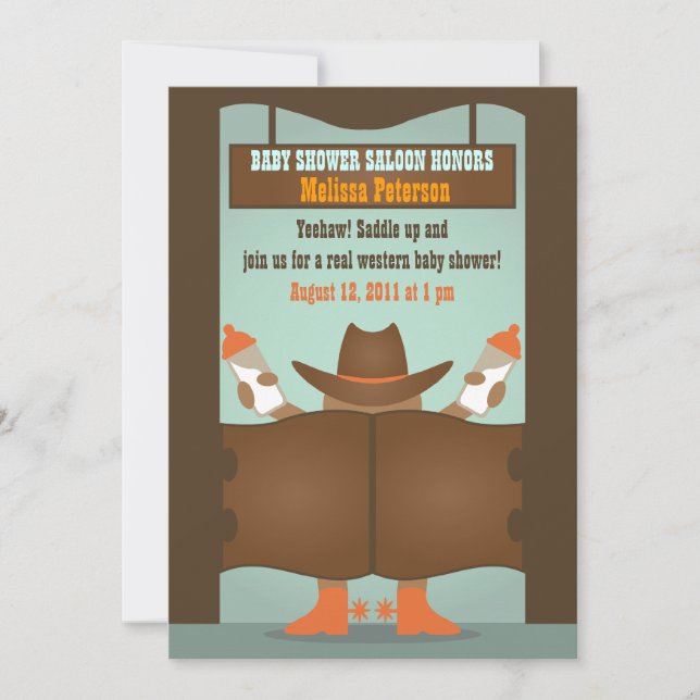 Western Saloon Baby Shower - African American Invitation (Front)