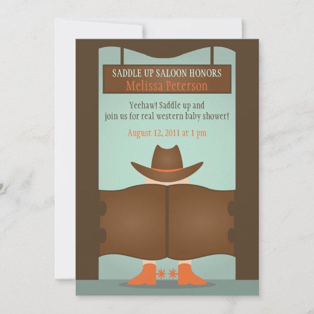 Western Saloon Baby Shower Invitation (Front)