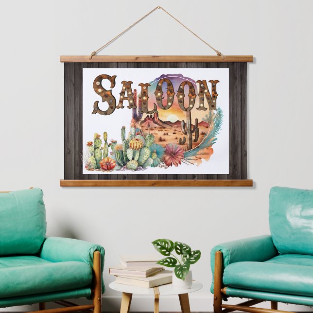 Western saloon desert cactus door cover sign hanging tapestry (Living Room)