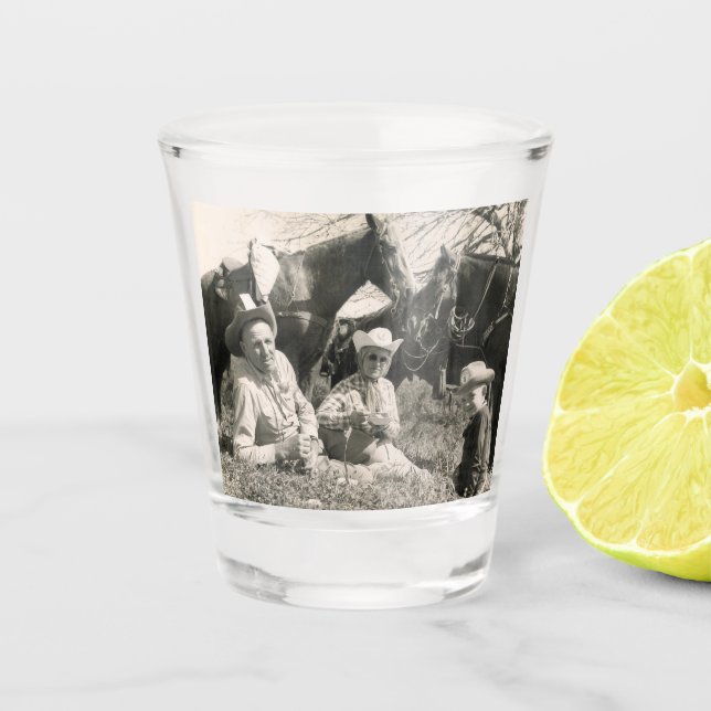 Western Salt Grass Trail Ride Lunch Stop Shot Glass (Front)