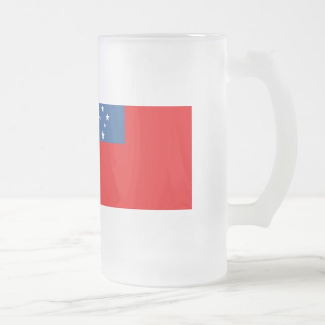 Western Samoa Flag Frosted Glass Beer Mug (Right)