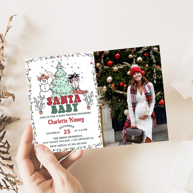 Western Santa Baby Christmas Baby Shower Photo Invitation (Creator Uploaded)
