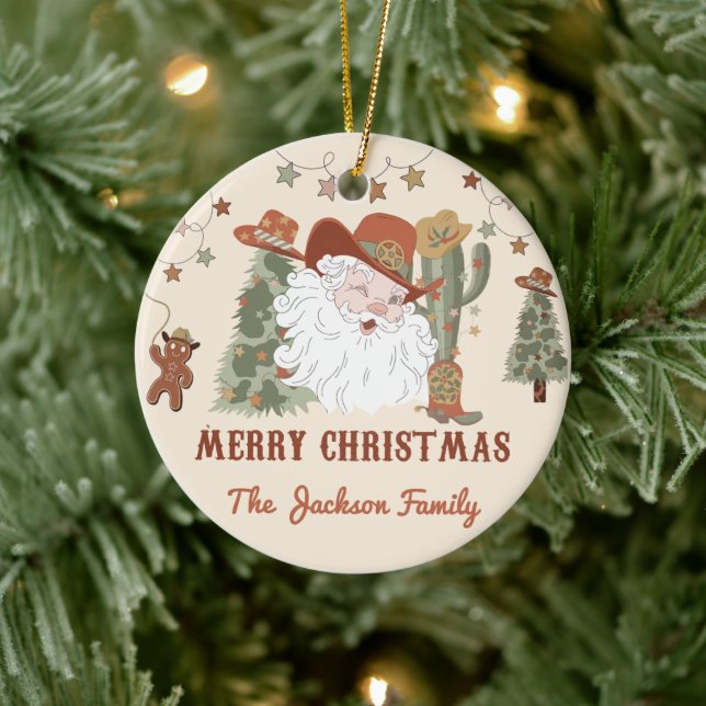 Western Santa Christmas Party Ceramic Tree Decoration (Tree)