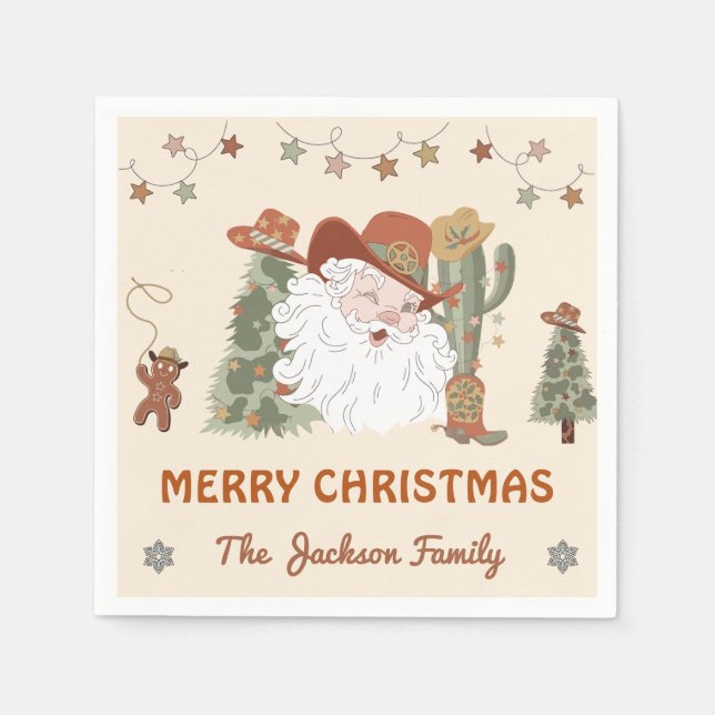 Western Santa Christmas Party  Napkin (Front)