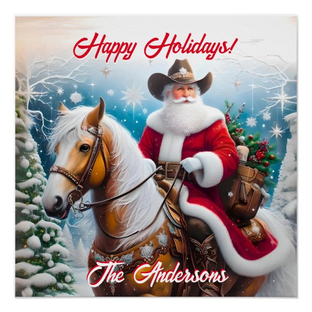 Western Santa Claus Christmas Poster (Front)