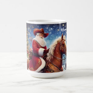 Western Santa Claus Riding a Horse Christmas Coffee Mug