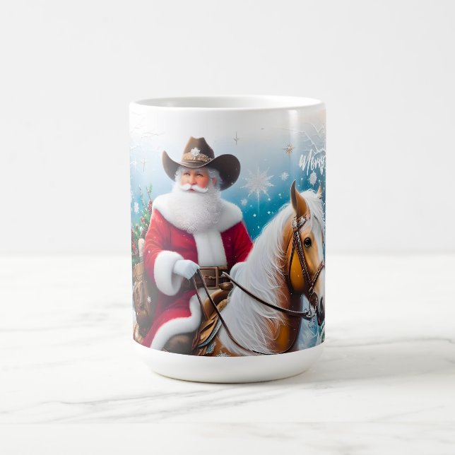 Western Santa Claus Riding a Horse Christmas Coffee Mug (Center)