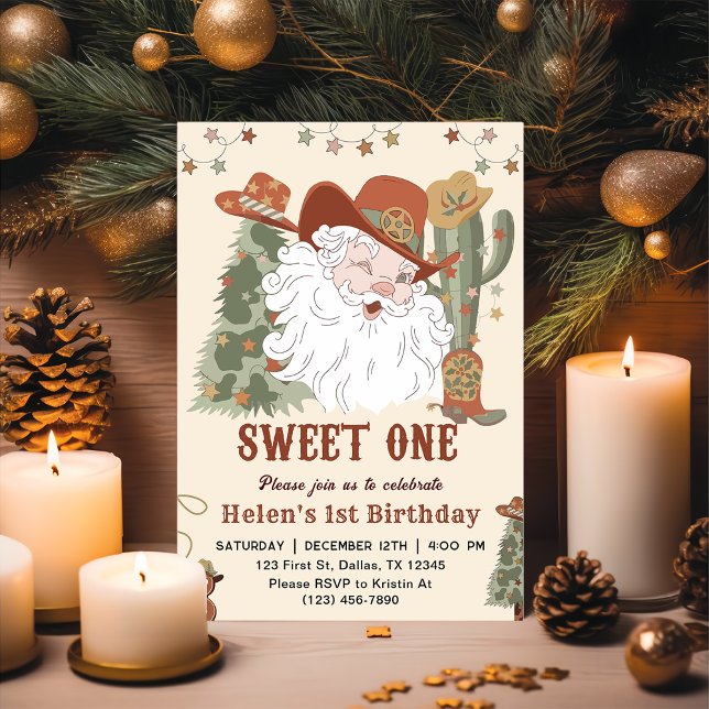 Western Santa Cookies Sweet One Christmas Birthday Invitation (Creator Uploaded)