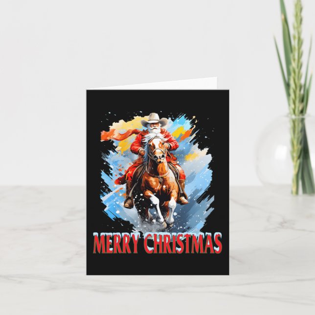 Western Santa Merry Christmas  Card (Front)