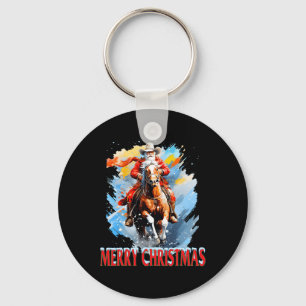 Western Santa Merry Christmas Key Ring