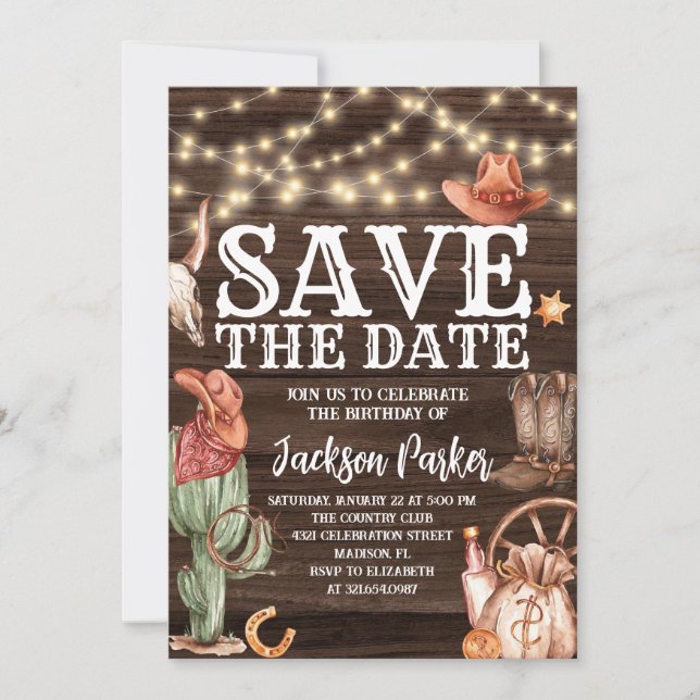 Western Save the Date Birthday Country Birthday Invitation (Front)