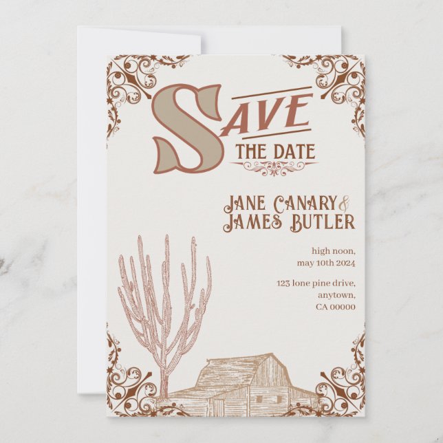 Western Save The Date Card (Front)