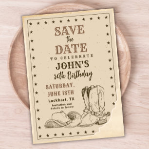 Western Save The Date, Cowboy 50th Birthday Date