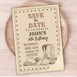 Western Save The Date, Cowboy 50th Birthday Save The Date<br><div class="desc">Invite your guests to your birthday party in style with this Hoedown Invitation! Personalise it with own wording. It's easy and quick, simply press the customise it button. Matching items available in my store! If you don’t see what you need, send me a message! I will be happy to design...</div>