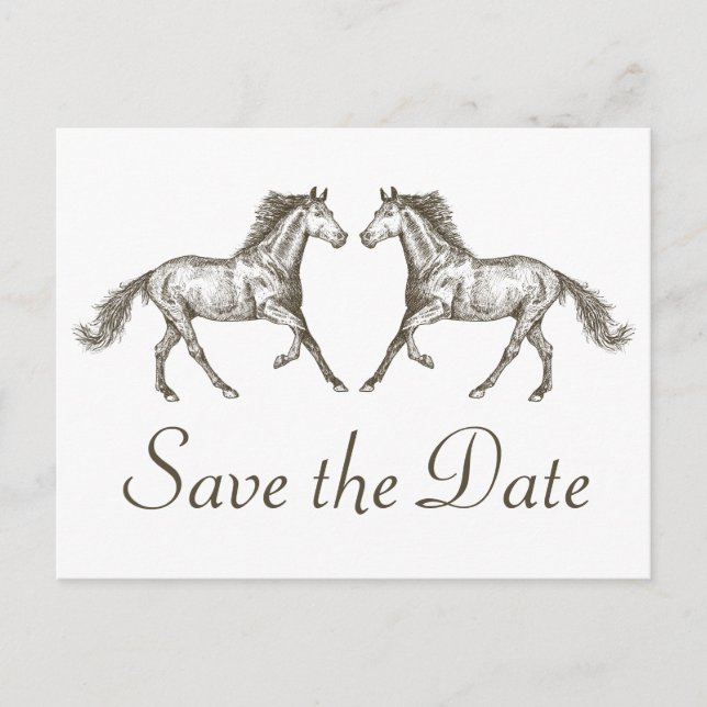 Western Save The Date Engagement Wedding Horse Postcard (Front)