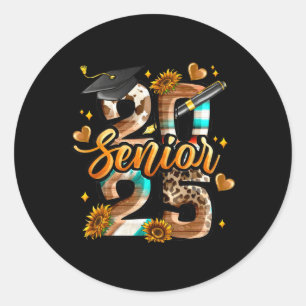 Western Senior 2025 Cowhide Graduation Cl Of 2025  Classic Round Sticker