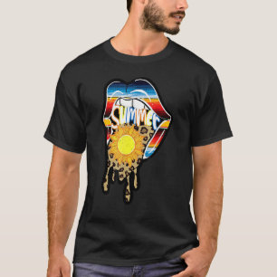 Western Serape Classic Leopard Tongue Lips Summer T-Shirt