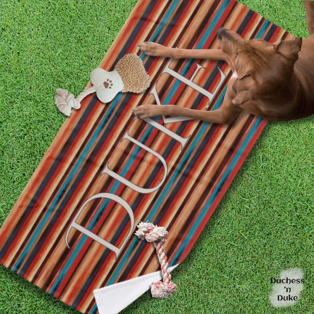 Western Serape Stripe Pattern Pet Name Pet Towel (estern Serape Stripe Pattern Pet Name Pet Towel)