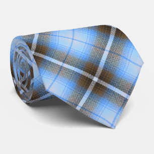 Western Shadow Plaid Brown and Cyan Two-sided Tie