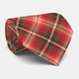 Western Shadow Plaid Red and Brown Two-sided Tie