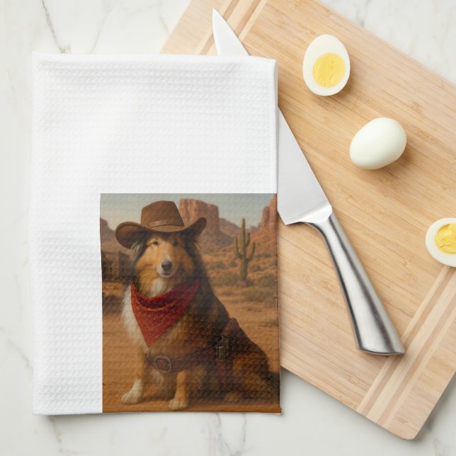 Western Sheltie Tea Towel (Quarter Fold)