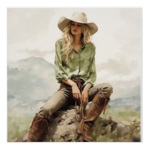 Western Silhouette: Cowgirl Wall Art