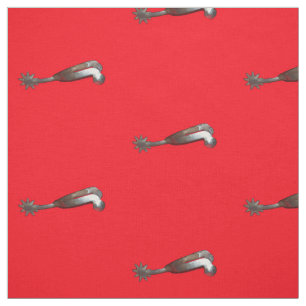Western Silver Cowboy Rodeo Spurs On Red Fabric