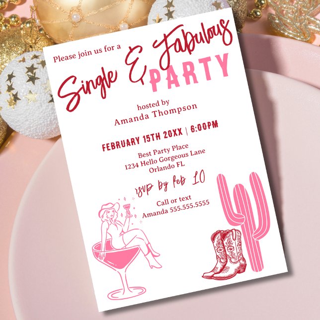 Western Single and Fabulous Galentine's Day Party Invitation (Creator Uploaded)
