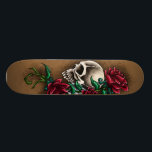 Western Skull with Red Roses and Revolver Pistol Skateboard<br><div class="desc">Here's a western or old-west style skull with laid upon red roses and revolver pistol ready for a cowboy's gunfight to the death. Art by Julian Aguilera for Big T Productions,  Inc. All Rights Reserved.</div>