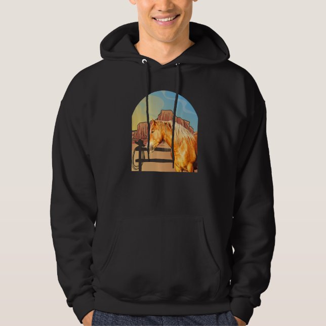 Western Sorrel Stock Horse in Western Landscape Pr Hoodie (Front)