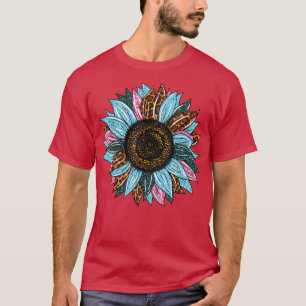 Western Southern Country Leopard Tie Dye Sunflower T-Shirt