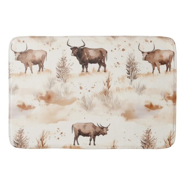 Western Southwest Animal Highland Cow Bath Mat (Front)